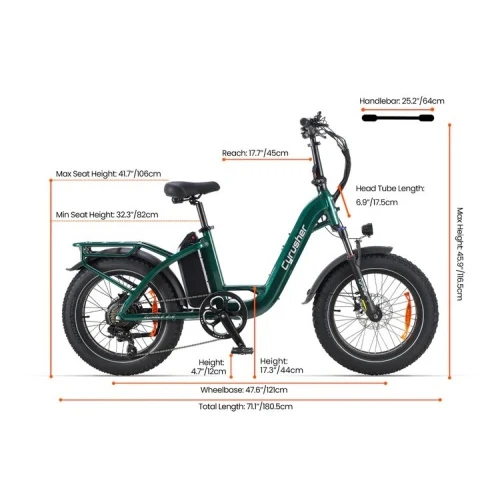 CYRUSHER Rumble 2.0 20" E-Bike für Damen 250W 48V 18Ah Batterie