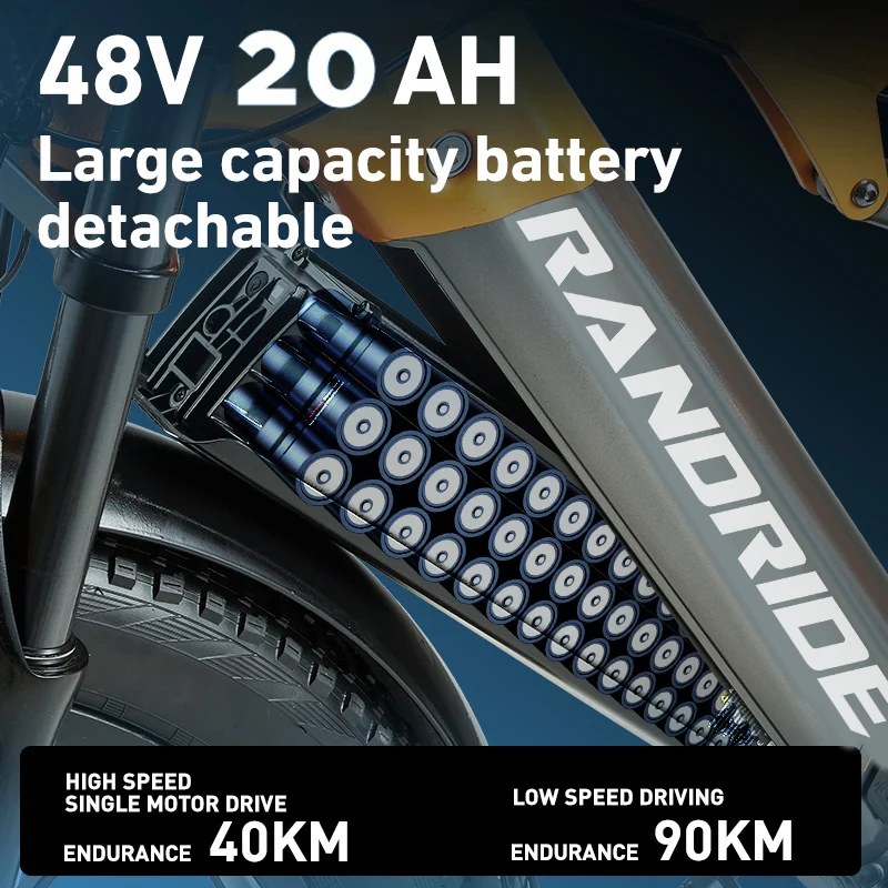 RANDRIDE YX80M-2 26" Mountainbike Elektrofahrrad 1000W*2 Doppelmotoren 48V 20Ah Batterie
