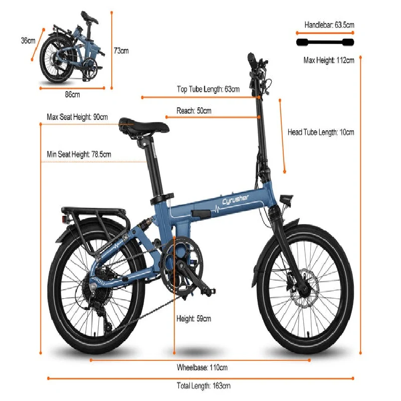 CYRUSHER Sonder 20" Fatbike Elektrofahrrad mit Federung und Faltfunktion 250W Motor 48V 10Ah Batterie