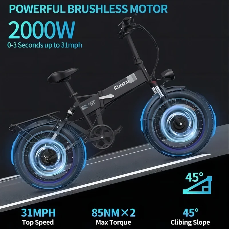 YVY H20 Pro 20" Zusammenklappbares Elektrofahrrad 2000W Motor 48V 23AH Batterie