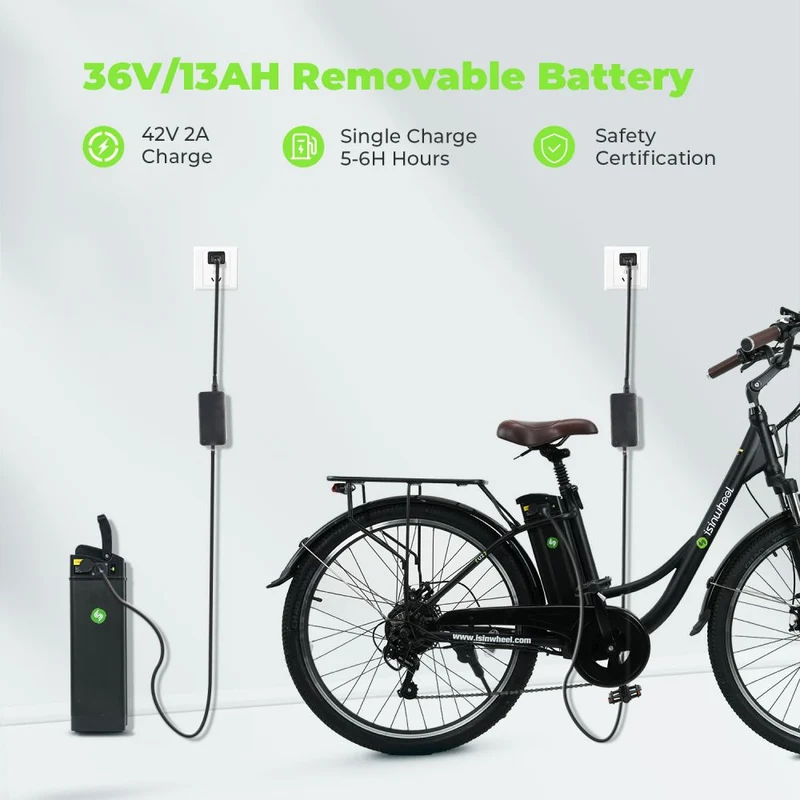 ISINWHEEL U2 26" Cruiser Pendel Elektrofahrrad 500W Motor 36V 13Ah Batterie