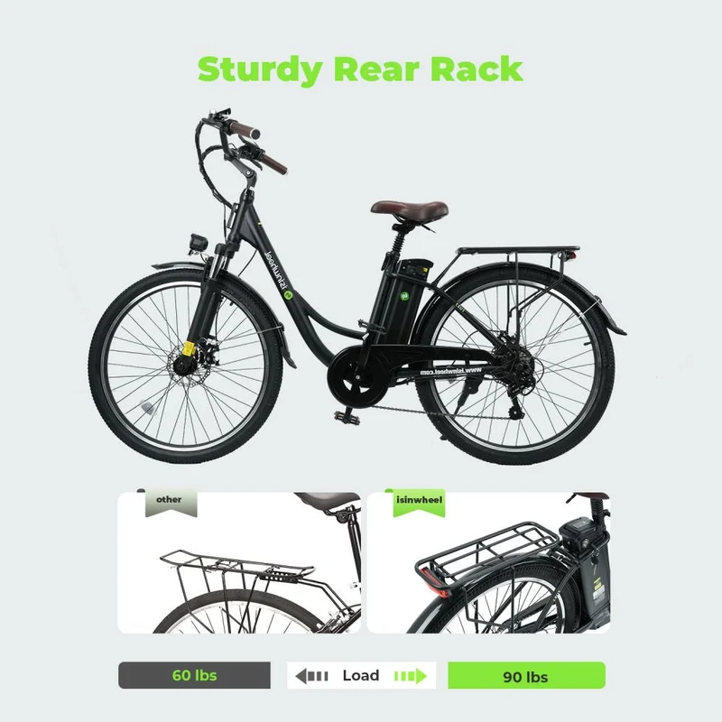 ISINWHEEL U2 26" Cruiser Pendel Elektrofahrrad 500W Motor 36V 13Ah Batterie