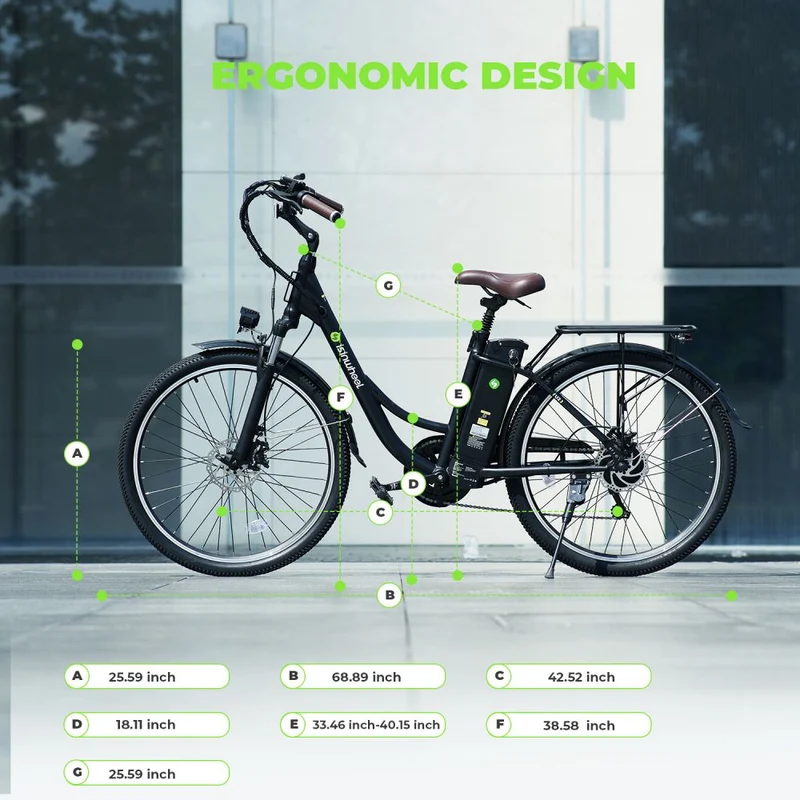 ISINWHEEL U2 26" Cruiser Pendel Elektrofahrrad 500W Motor 36V 13Ah Batterie