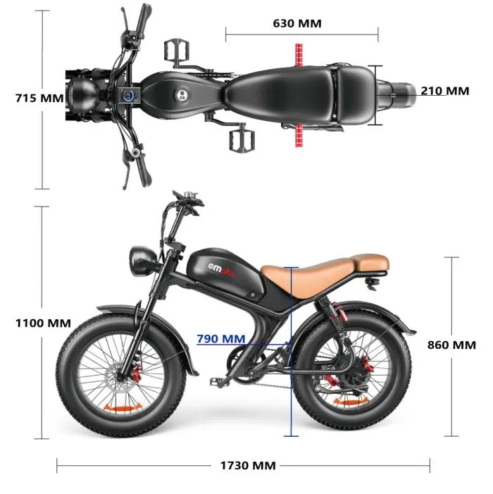 EMOKO C93 20" Fetter Reifen Offroad-Elektrofahrrad 2000W Motor 48V 23Ah Batterie