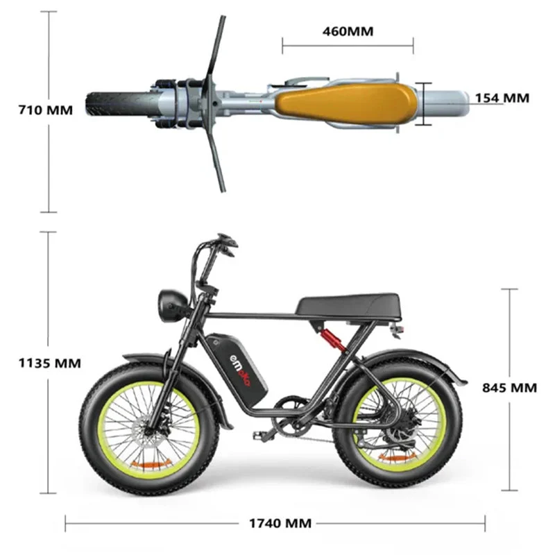 EMOKO C91 20" Fat Tire Elektro-Geländefahrrad 1000W Motor 48V 20Ah Batterie