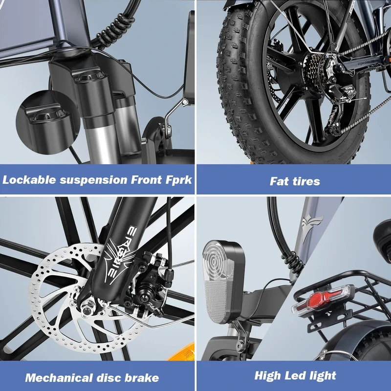 ENGWE EP-2 Pro 20" Fat Tire Faltbares Elektrofahrrad 250W Motor 48V 13Ah Batterie