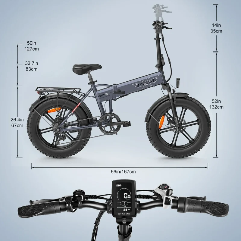 ENGWE EP-2 Pro 20" Fat Tire Faltbares Elektrofahrrad 250W Motor 48V 13Ah Batterie
