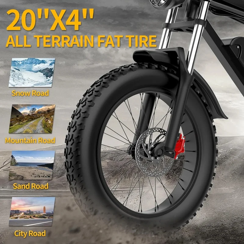YVY C20Max 20" Fat Tires Elektrofahrrad 1000W*2 Motor 52V 20Ah Dual Batterie