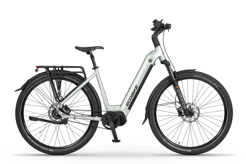 Ecobike LX 400 Silber&Black City E-Bike Pedelec, Nabenschaltung, Mittelmotor, Riemenantrieb Gates, Bafang M410HD 100Nm