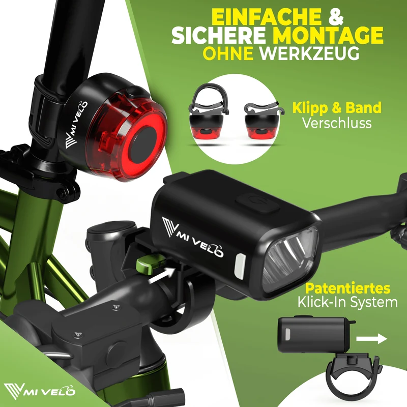 Mivelo Fahrradlampen Set SPARK PRO USB